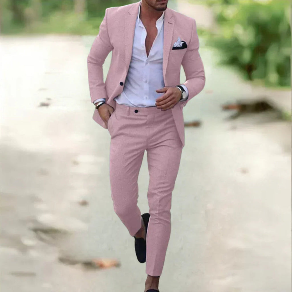 Ademend linnen herenpak - 2-delig slim fit voor zomer, bruiloften en kantoor 6