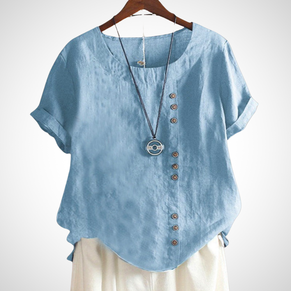 Ademende handgemaakte linnen blouse voor dames 0