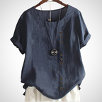 Ademende handgemaakte linnen blouse voor dames 5