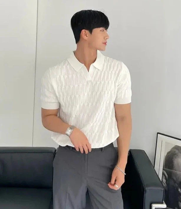 Heren Poloshirt Blauw Maat M Katoen Korte Mouwen-4