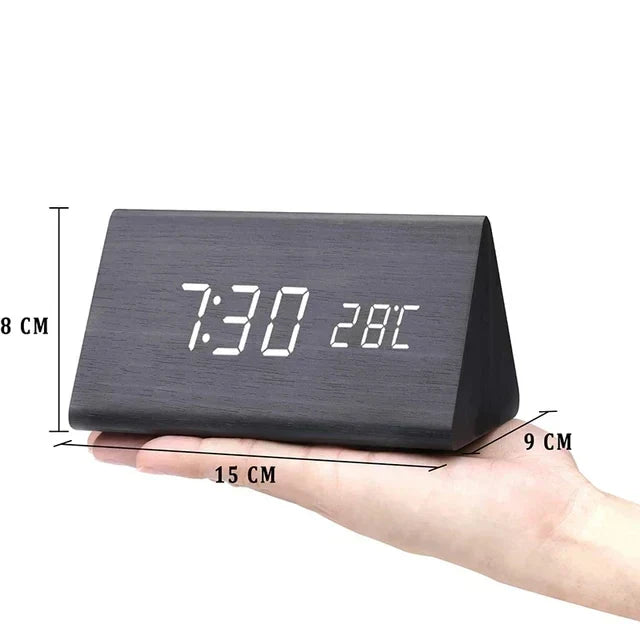 Futura - Digitale houten wekker met thermometer inbegrepen