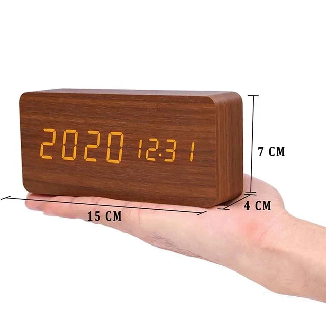 Futura - Digitale houten wekker met thermometer inbegrepen