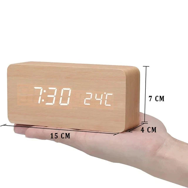 Futura - Digitale houten wekker met thermometer inbegrepen