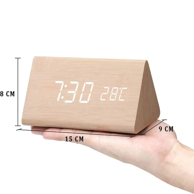 Futura - Digitale houten wekker met thermometer inbegrepen