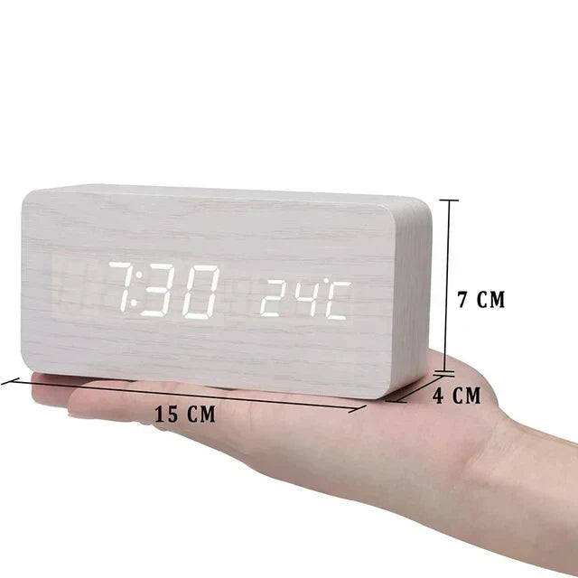 Futura - Digitale houten wekker met thermometer inbegrepen