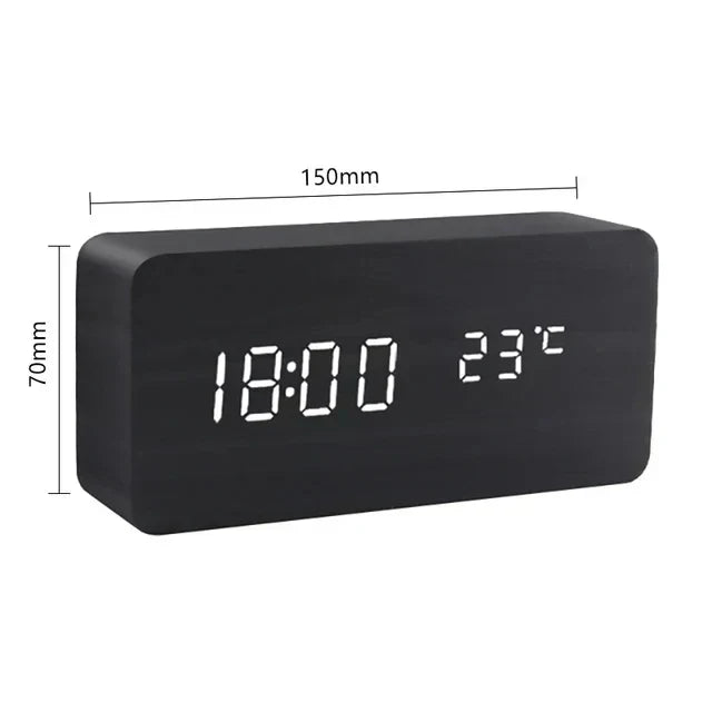 Futura - Digitale houten wekker met thermometer inbegrepen
