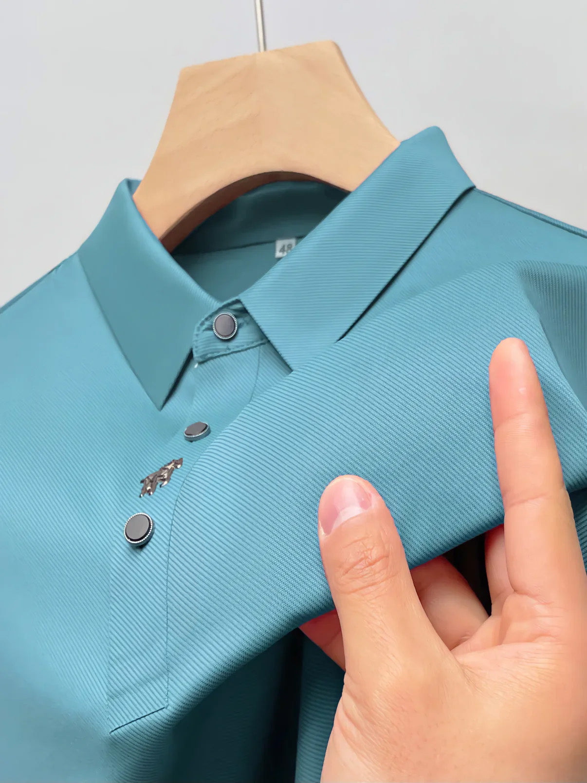 Variant image for Heren Poloshirt Blauw M Rimpelvrij Katoen Muscle Fit-33