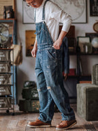 Ambachtelijke Versleten Denim Draagoveralls