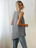 Asymmetrisch V-hals T-shirt Dames met Knopen en Losse Pasvorm 7