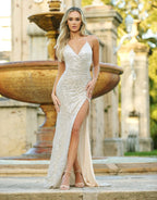 Avondjurk voor dames - Bodycon met pailletten - V-hals - Spaghettibandjes - Hoge split 2