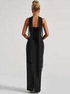 Avondjurk voor dames - Strapless, tot op de grond - Kolomsilhouet - Halter-sjaaldetail 3
