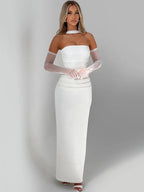 Avondjurk voor dames - Strapless, tot op de grond - Kolomsilhouet - Halter-sjaaldetail 5
