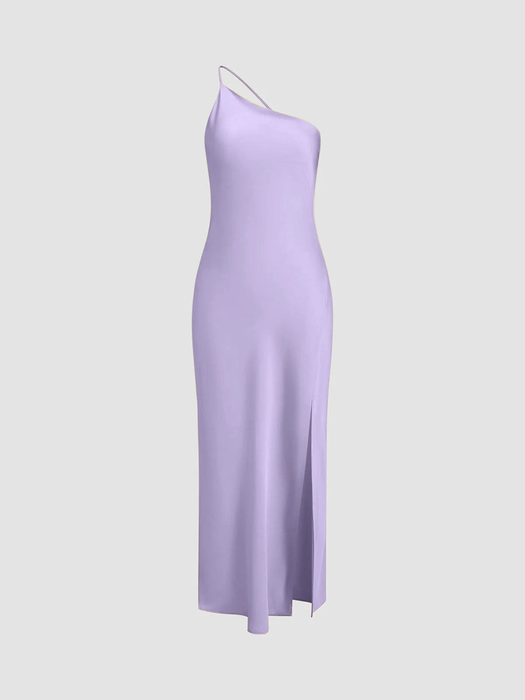 Dames Slip Dress – Zijdezachte Satijnlook – One-Shoulder – Midi Lengte – Met Split
