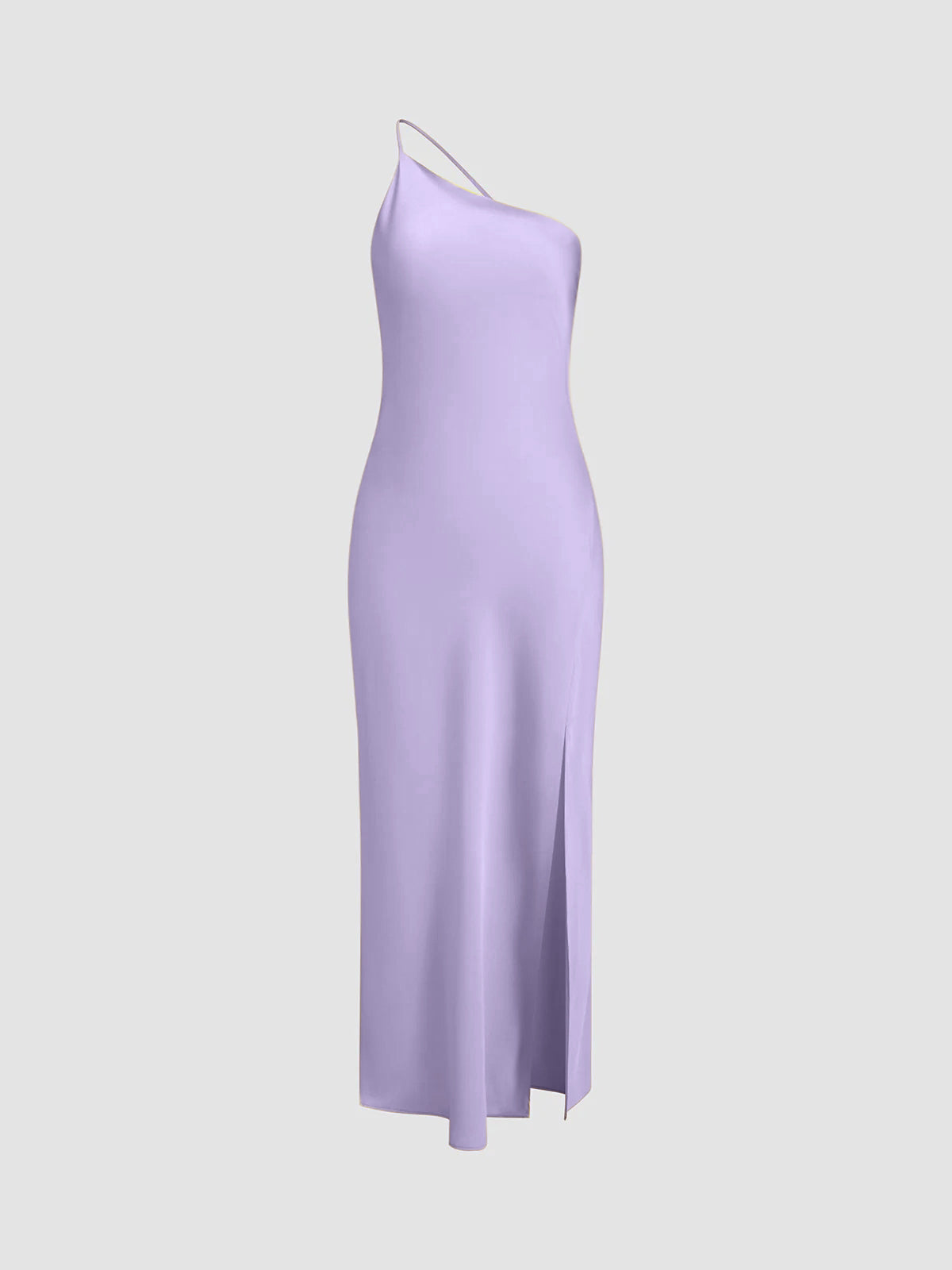 Dames Slip Dress – Zijdezachte Satijnlook – One-Shoulder – Midi Lengte – Met Split