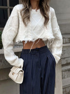 Dames Wijde Pantalon Hoge Taille Getailleerde Pasvorm Streepjes Classic Style Tijdloze Mode voor Elke Gelegenheid