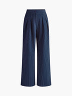 Dames Wijde Pantalon Hoge Taille Getailleerde Pasvorm Streepjes Classic Style Tijdloze Mode voor Elke Gelegenheid