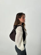 Gevlochten Knoop Nepleer Medium Tas Met Handvat Voor Elegant en Modern Gebruik