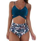 Belle High Waisted Kleurrijke Damesbikini Comfortabele Zomerbikini Met Stretchmateriaal En Verstelbare Pasvorm