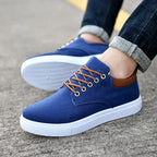 Sneakers Canvas Heren Wit Platte Zool Comfort Dagelijks