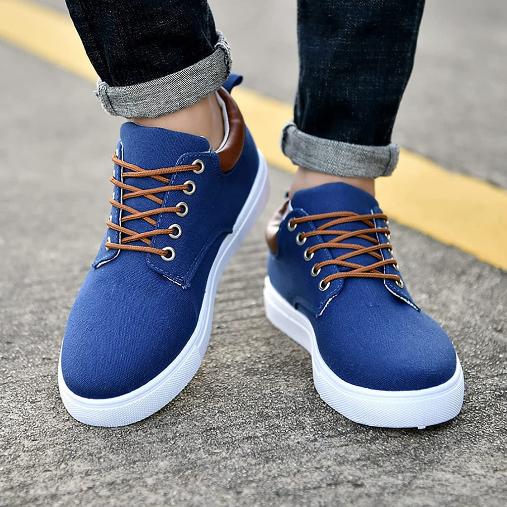 Sneakers Canvas Heren Wit Platte Zool Comfort Dagelijks