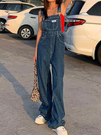 Blauwe vintage boyfriend denim overall met gewassen effect 3