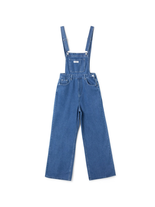 Blauwe vintage boyfriend denim overall met gewassen effect 5