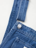 Blauwe vintage boyfriend denim overall met gewassen effect 7