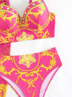 Bohemian Hoge Taille Bikini Set Dames met Doorzichtige Cover-Up 4