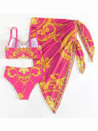 Bohemian Hoge Taille Bikini Set Dames met Doorzichtige Cover-Up 5
