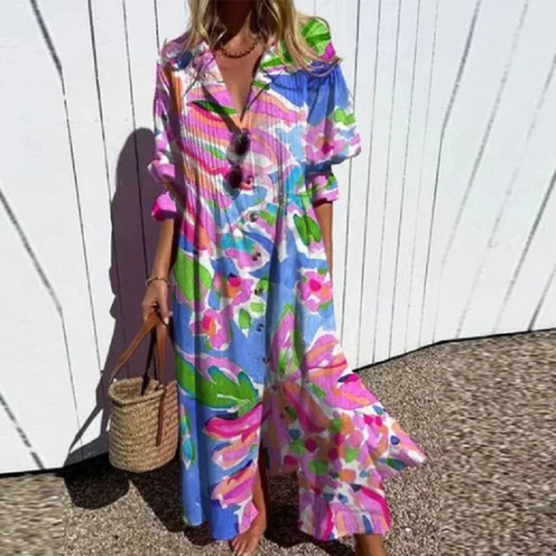 Boho maxi-jurk met V-hals voor dames 2