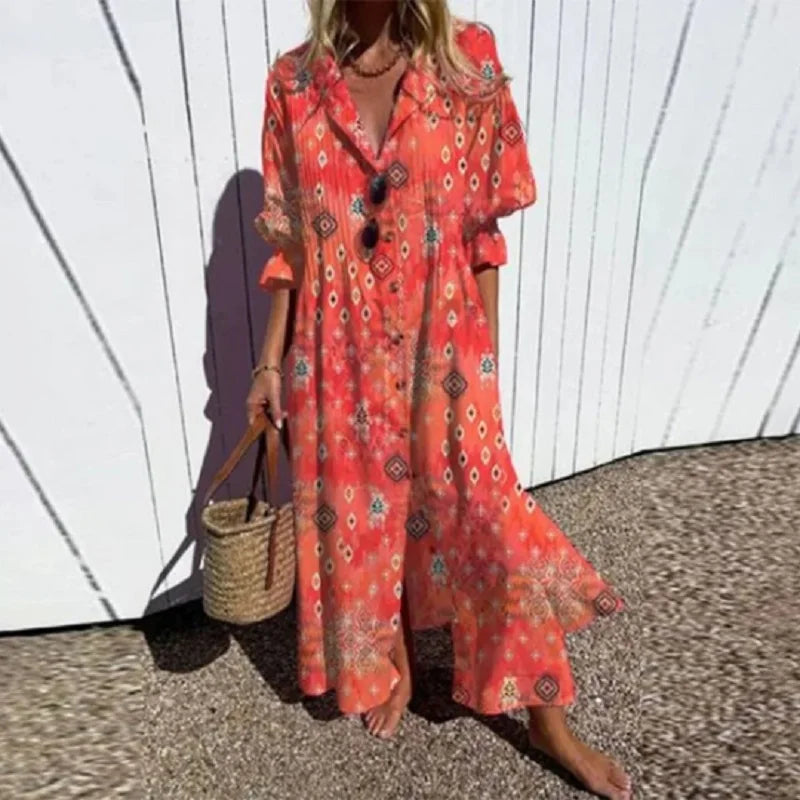 Boho maxi-jurk met V-hals voor dames 3