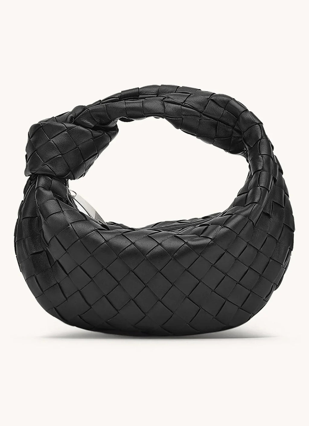 Dames Handtas - Echt Leer - Gevlochten Design - Luxe Halvemaan Vorm - Knopenhandvat