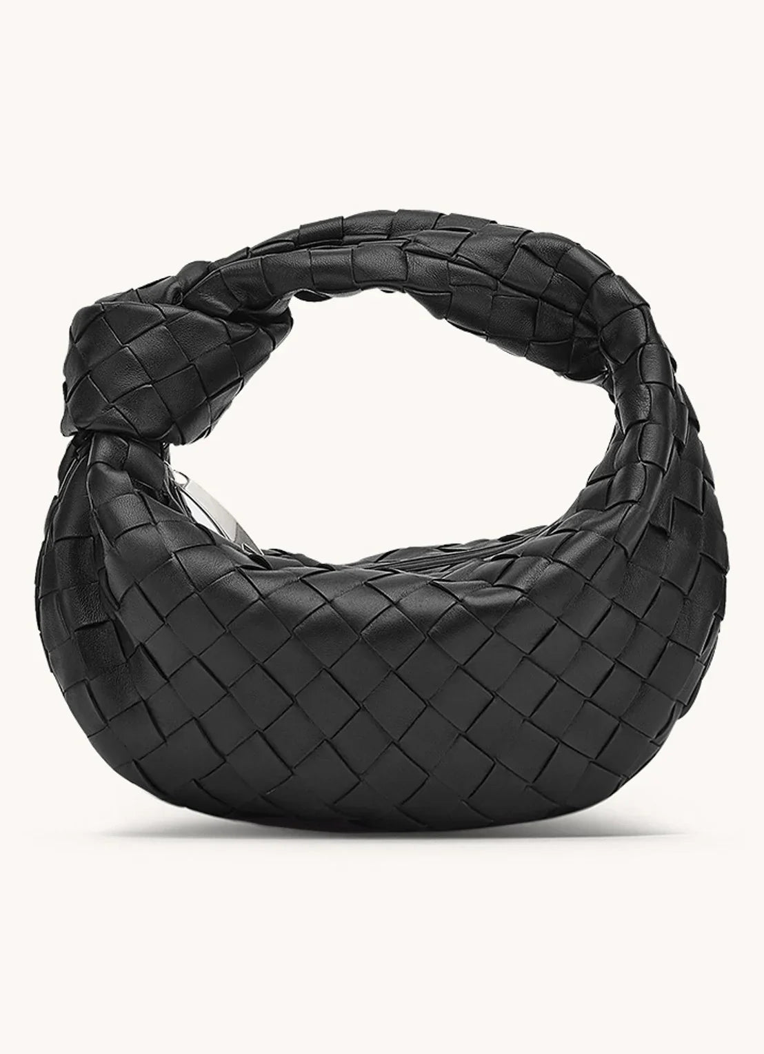 Dames Handtas - Echt Leer - Gevlochten Design - Luxe Halvemaan Vorm - Knopenhandvat