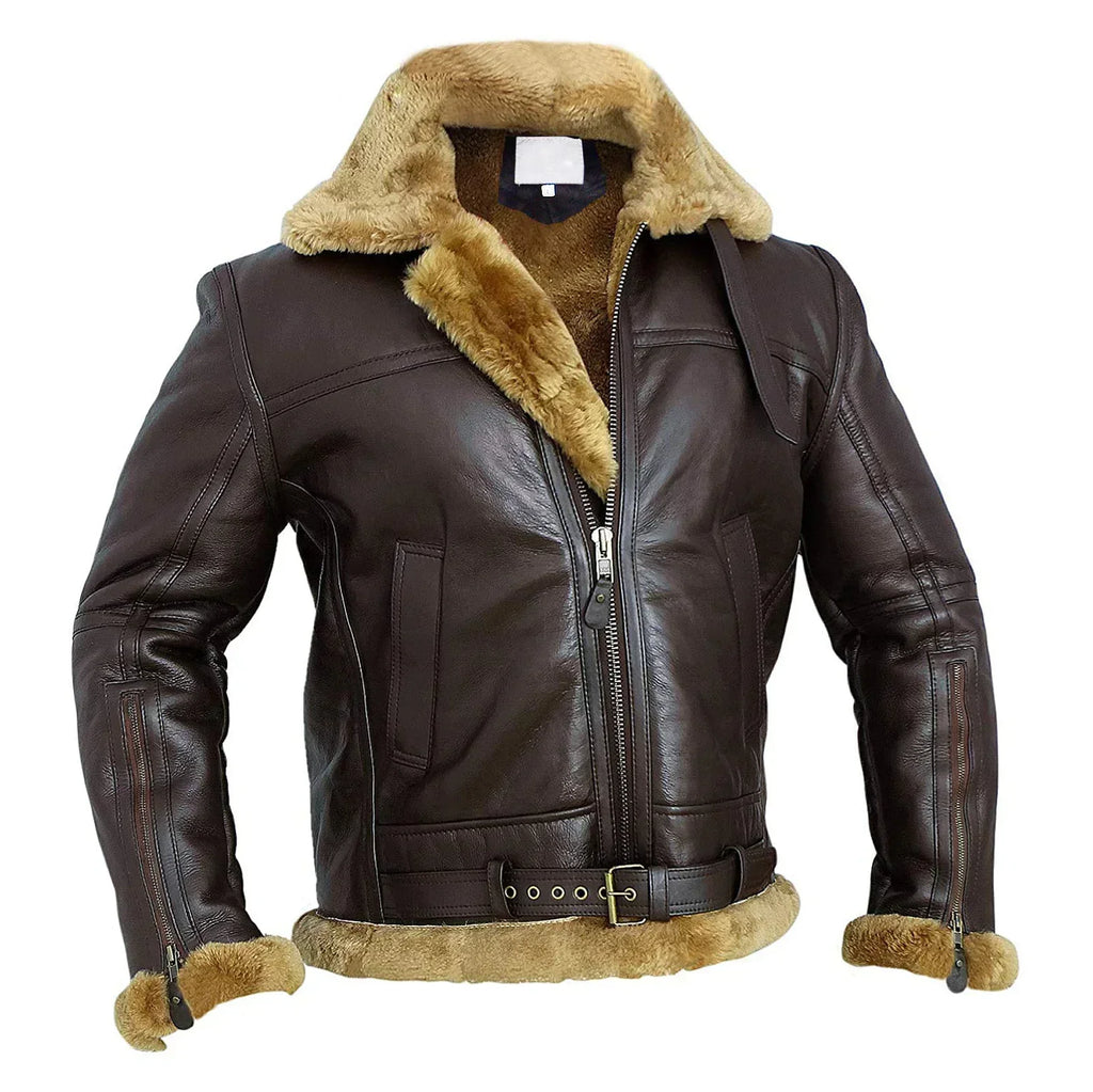 Bomberjack Van Schapenwol Met Shearling En Riemen En Kraag - Winterjas Heren