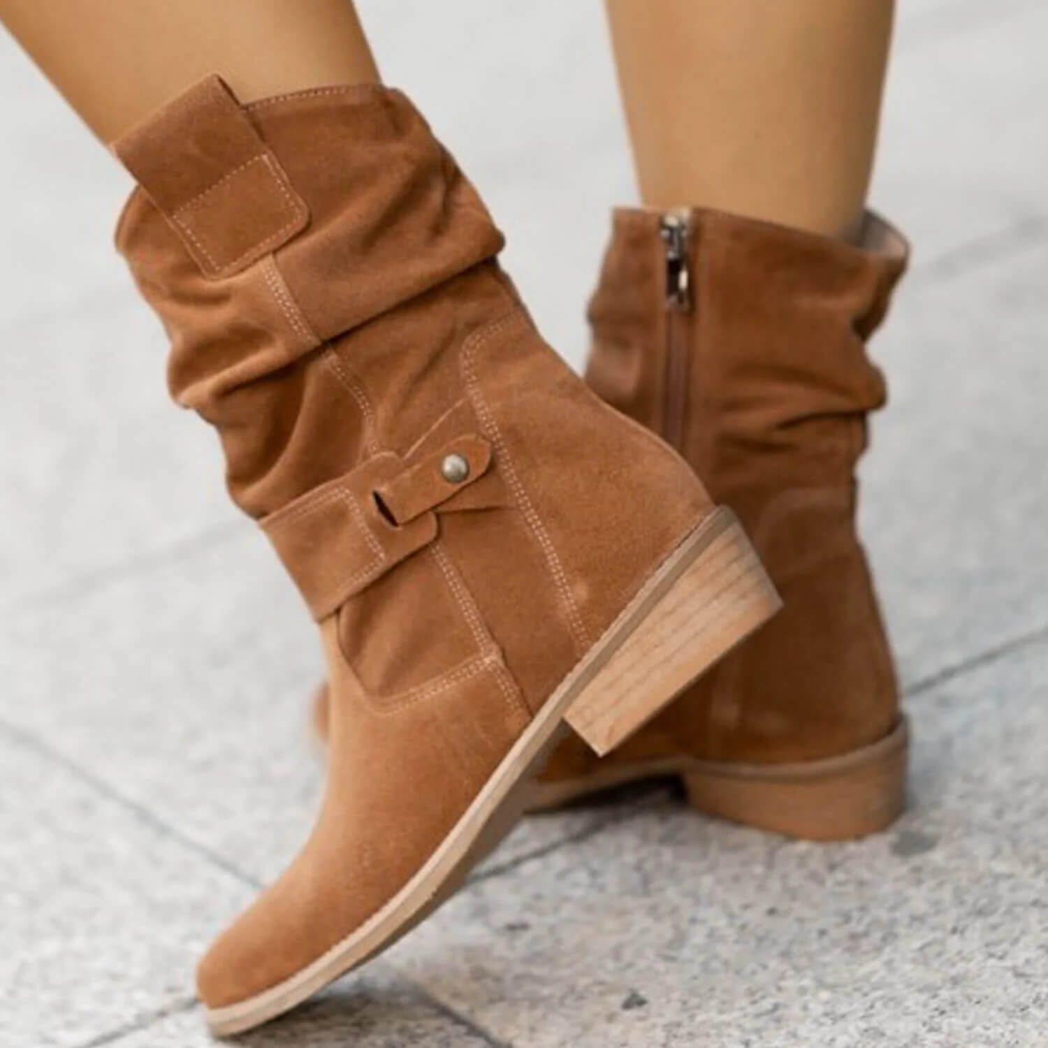 Bruine Suède Enkellaarsjes voor Dames – Comfortabele Hoogwaardige Dagelijkse Schoenen