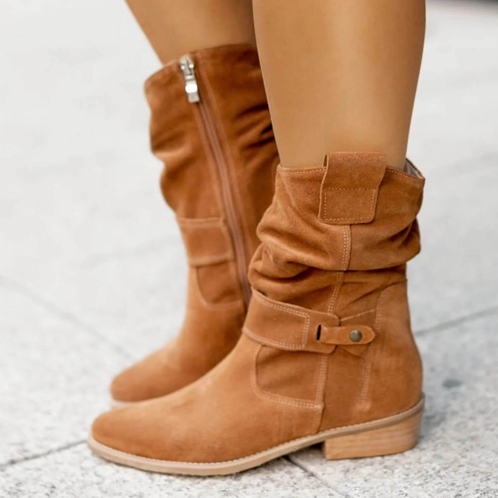 Bruine Suède Enkellaarsjes voor Dames – Comfortabele Hoogwaardige Dagelijkse Schoenen