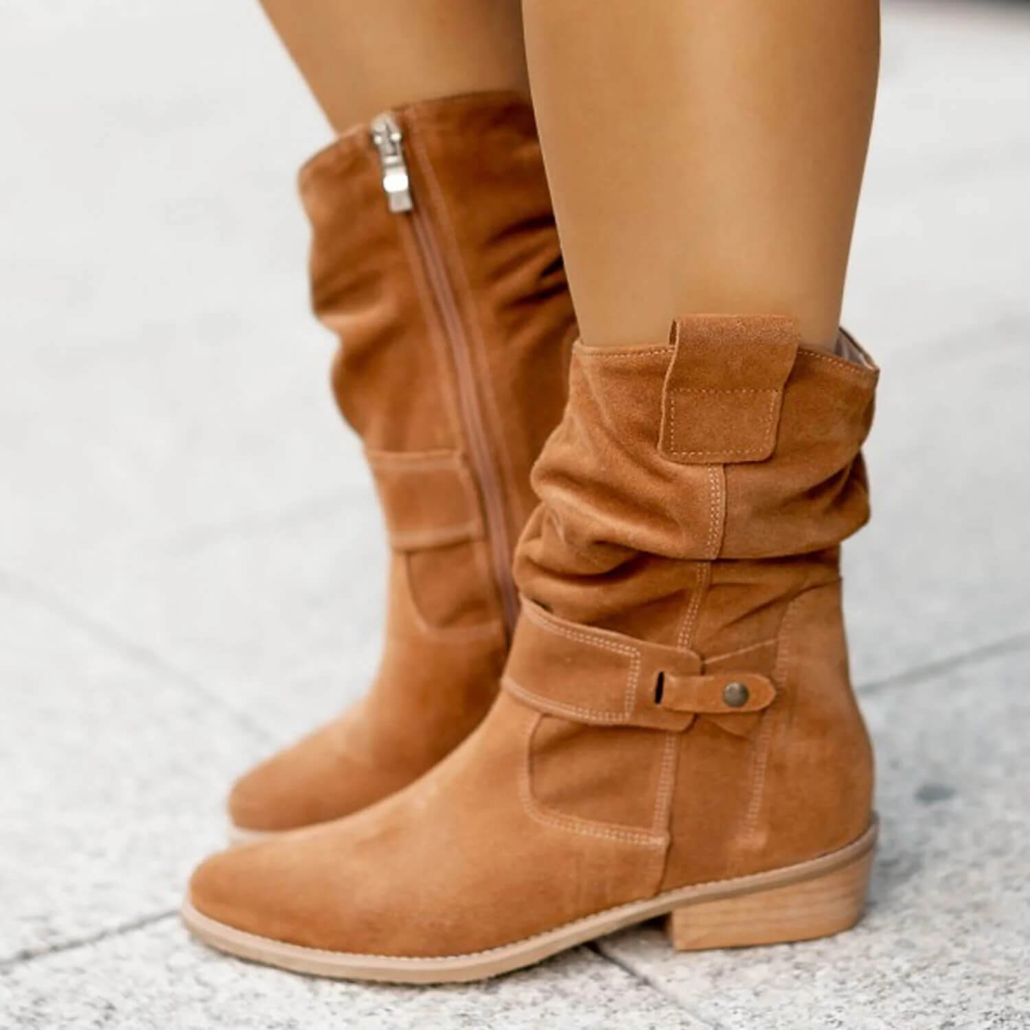 Bruine Suède Enkellaarsjes voor Dames – Comfortabele Hoogwaardige Dagelijkse Schoenen