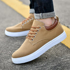 Sneakers Canvas Heren Wit Platte Zool Comfort Dagelijks