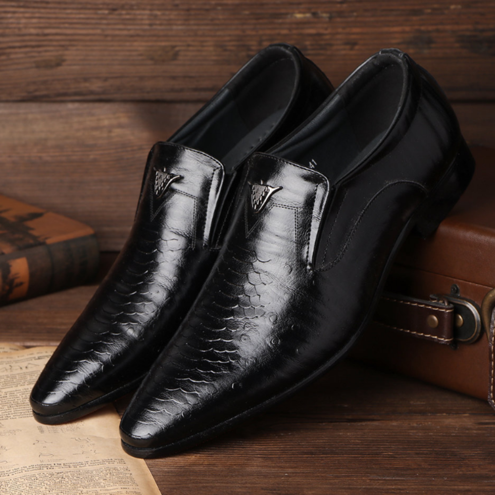Herenschoenen Klassiek Zwart Leer Voor Alle Seizoenen