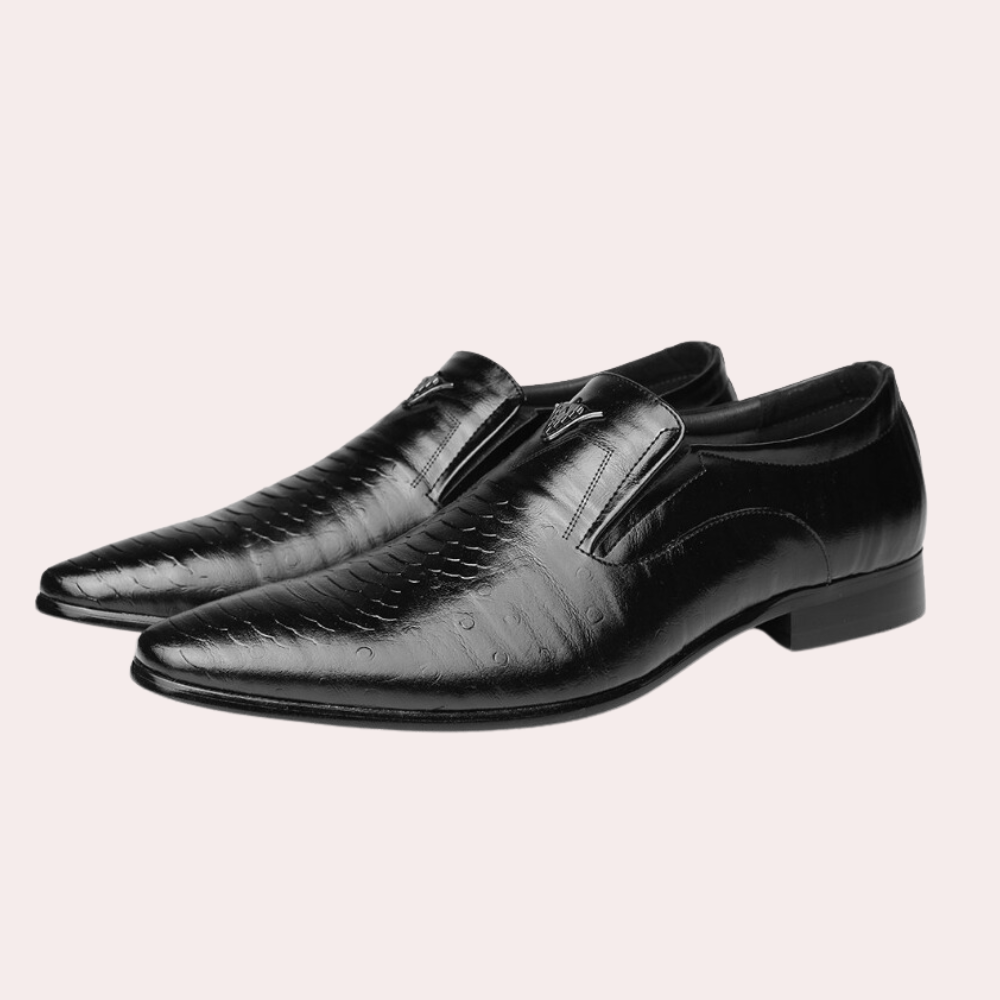 Herenschoenen Klassiek Zwart Leer Voor Alle Seizoenen