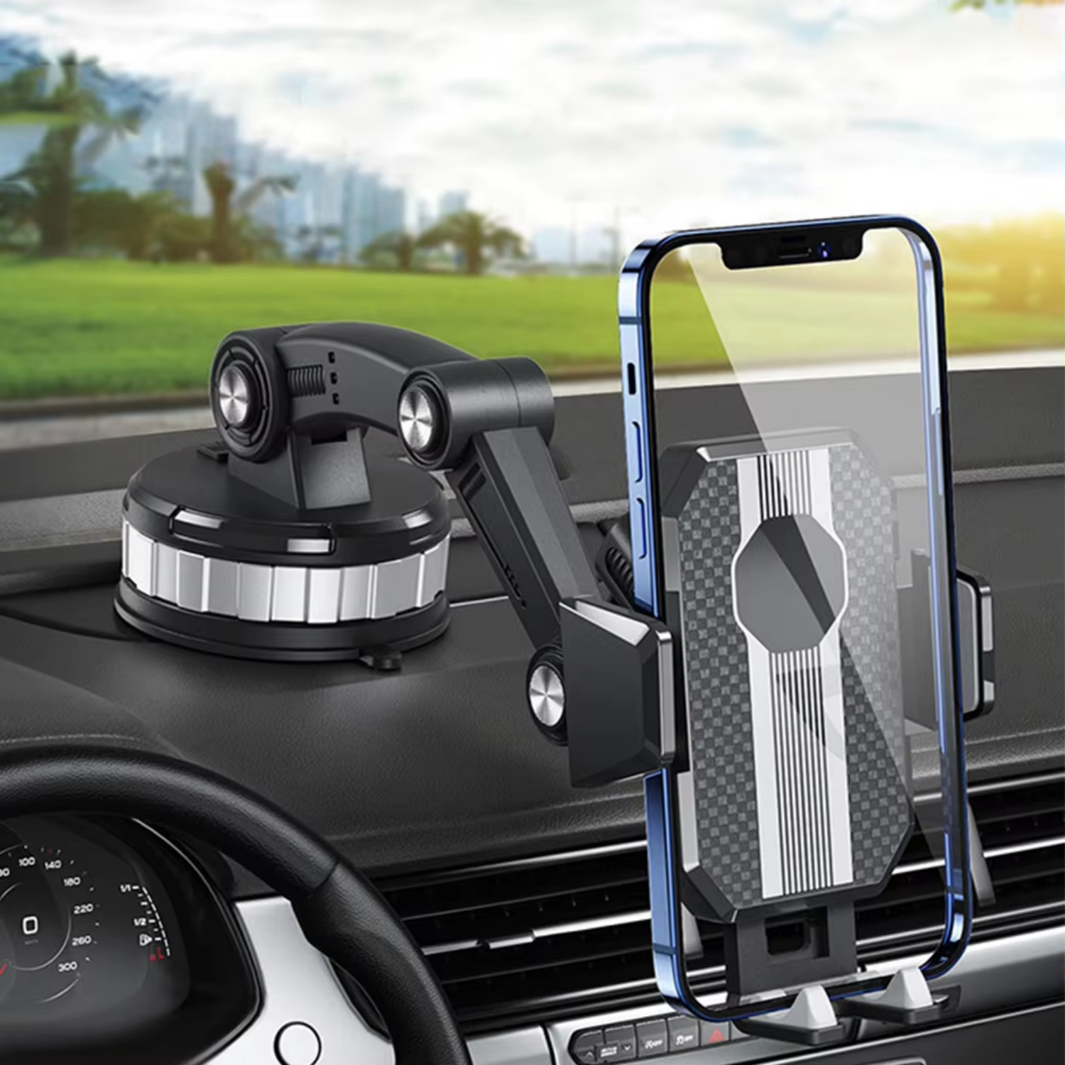 Autotelefoonhouder met Sterke Zuignap, 360° Rotatie, Eén-Hand Bediening – Universele Smartphone Houder voor Auto