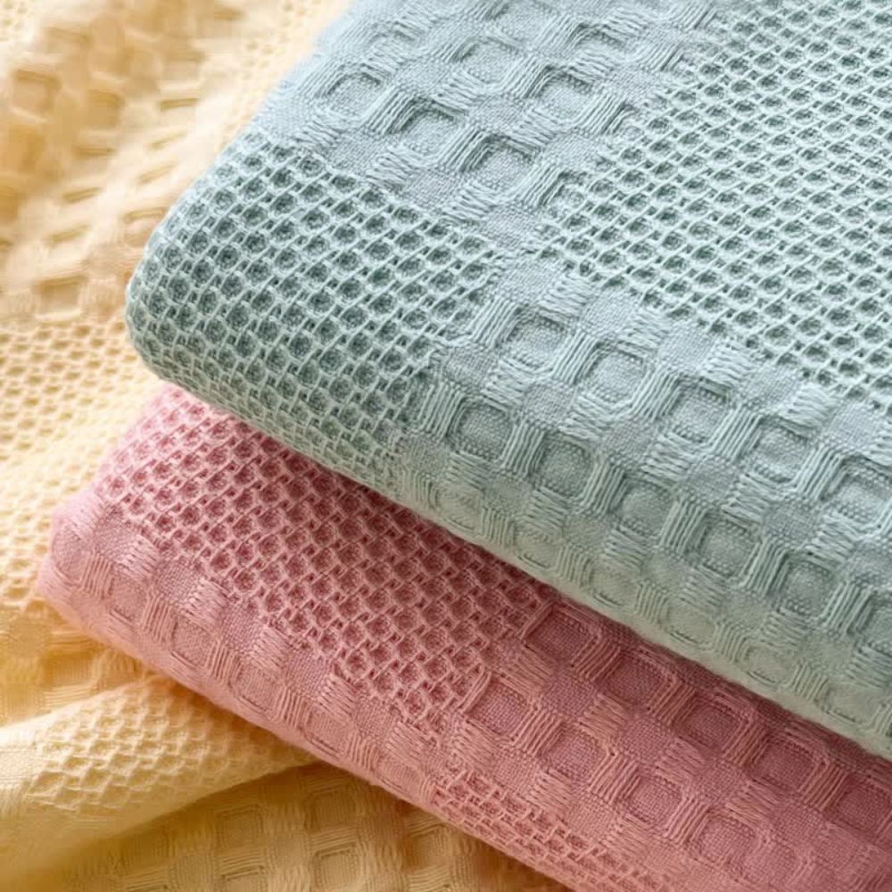Blush Wafel Geruite Deken