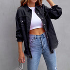 Casual distressed denim jack voor dames 2