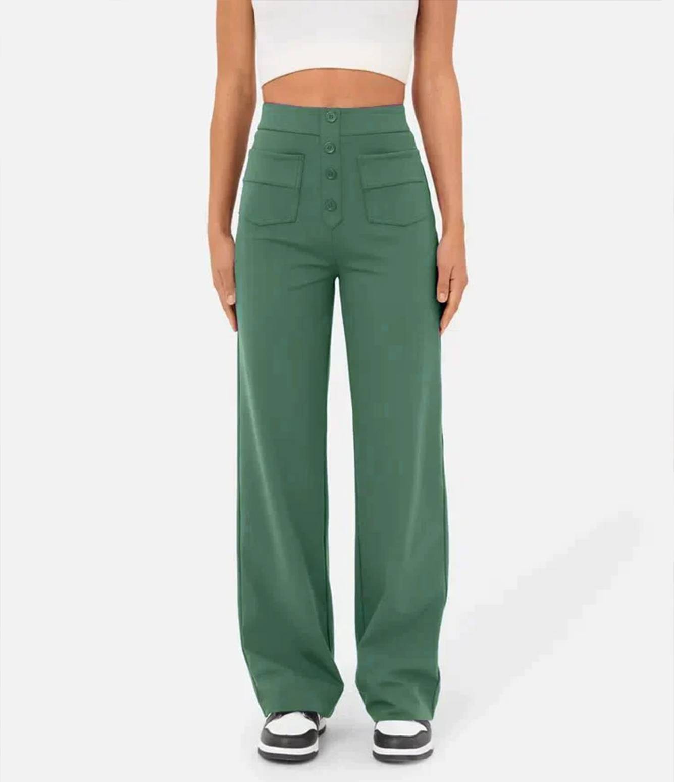 Casual stretchbroek met hoge taille 0