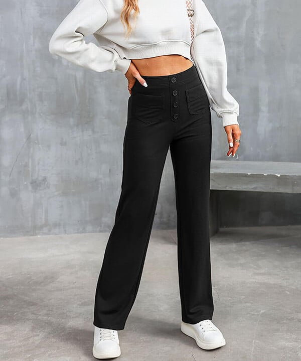 Casual stretchbroek met hoge taille 10