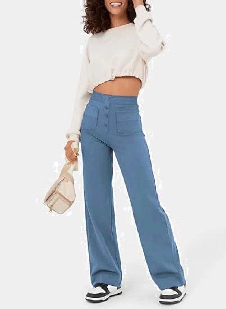 Casual stretchbroek met hoge taille 12