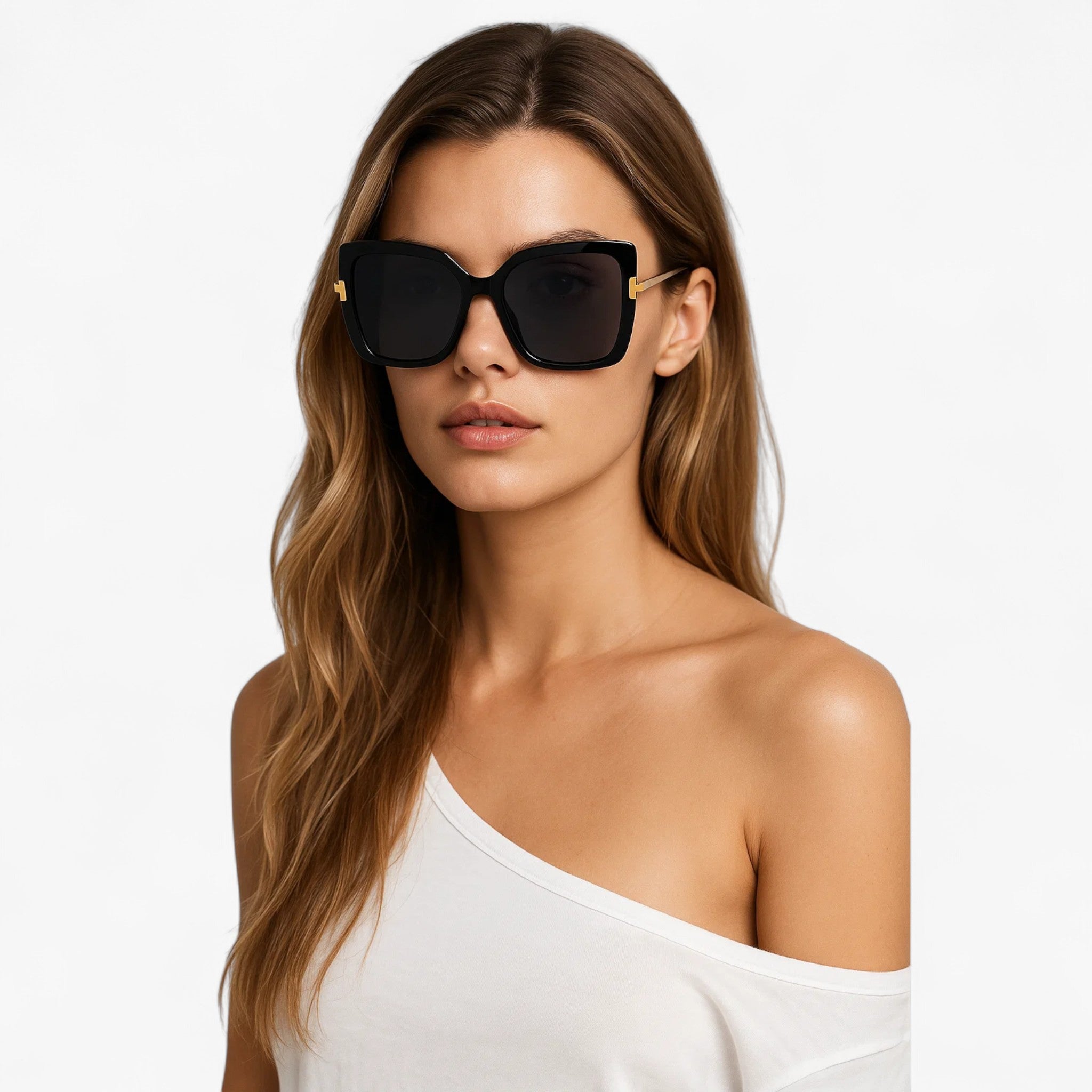 Cat-eye Zonnebril met T-frame en Oversized Glazen – Kleurrijk Design 1