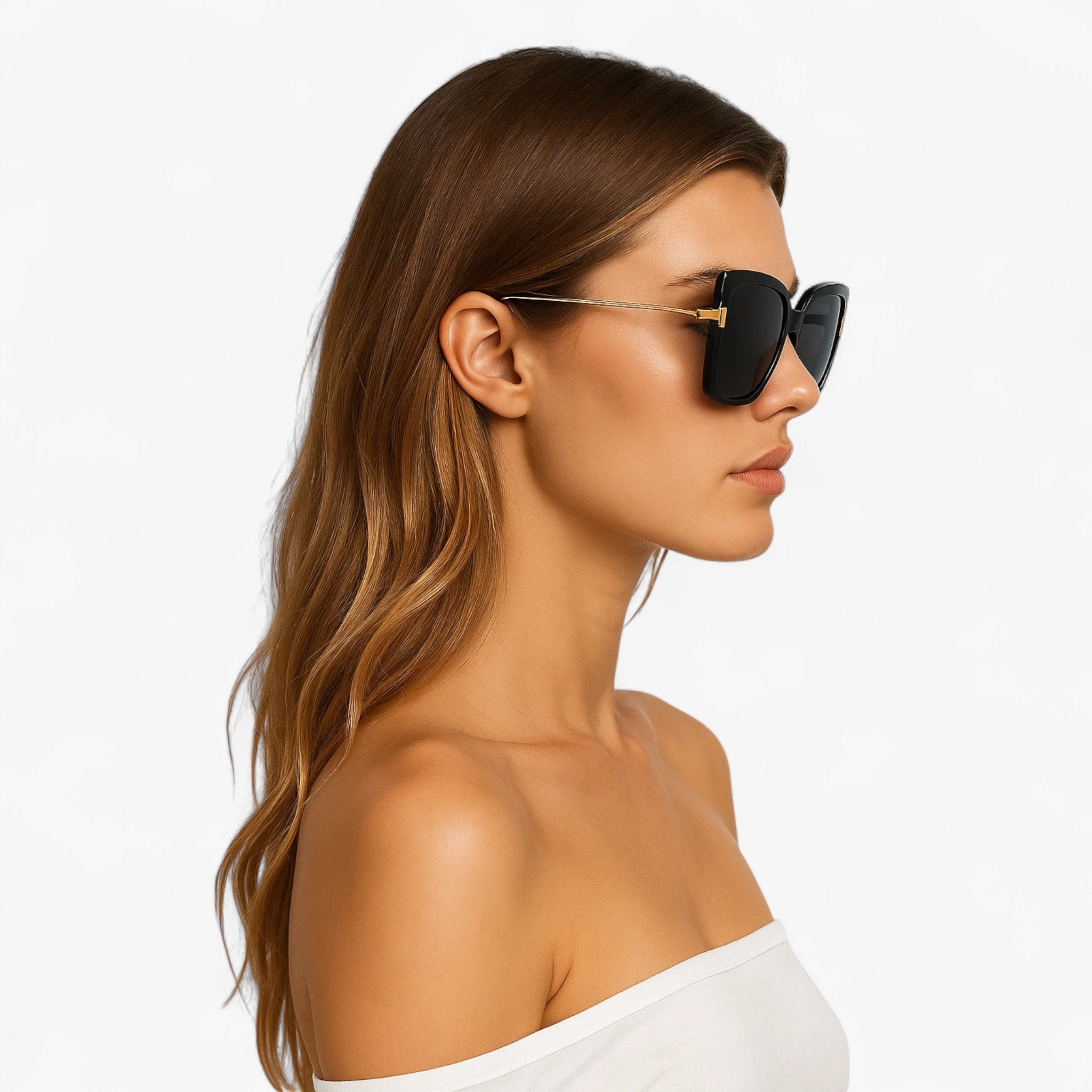Cat-eye Zonnebril met T-frame en Oversized Glazen – Kleurrijk Design 2