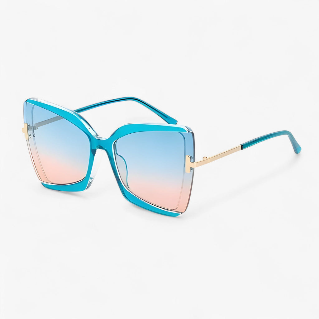 Cat-eye Zonnebril met T-frame en Oversized Glazen – Kleurrijk Design 5