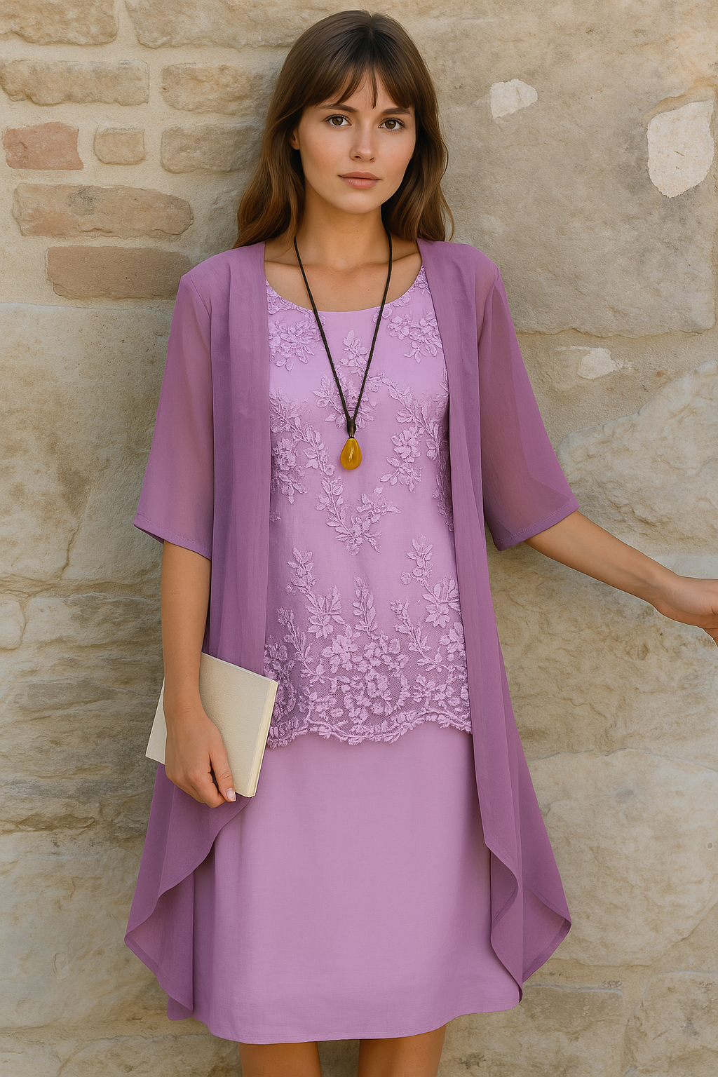Elodie Elegante Tweedelige Chiffon Jurk Set Met Bijpassend Vestje In Hemelsblauw Geel En Paars Voor Vrouwelijke Elegantie En Comfort